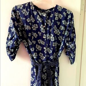 Vintage Ralph Lauren blue floral midi dress